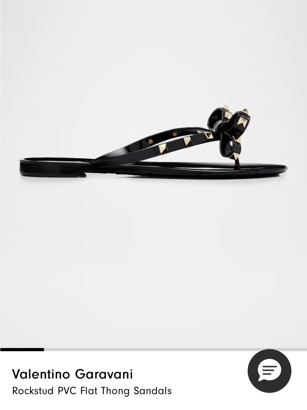 Valentino Garavani Black PVC Rockstud Thong Sandals with Gold Studs